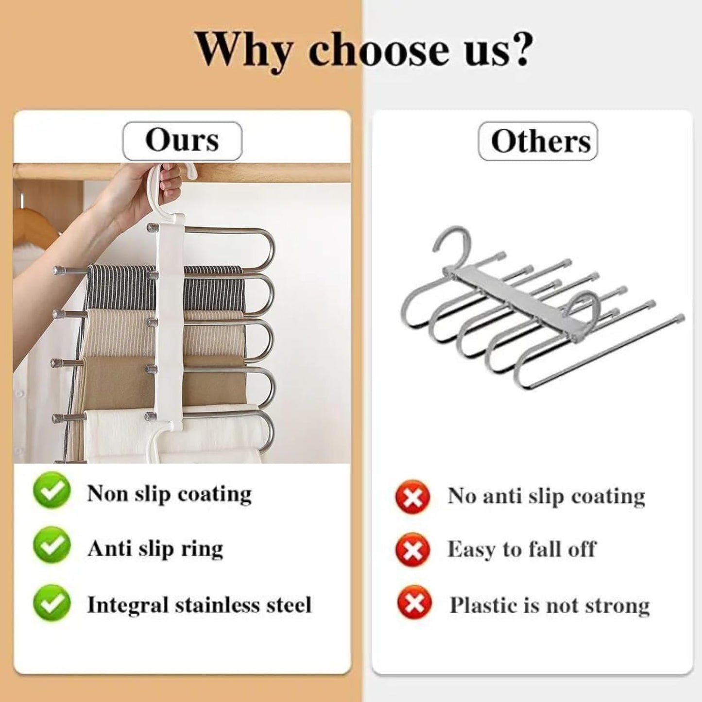 5-in-1 Multipurpose Pant Hangers for Wardrobe ( Pack of 2)