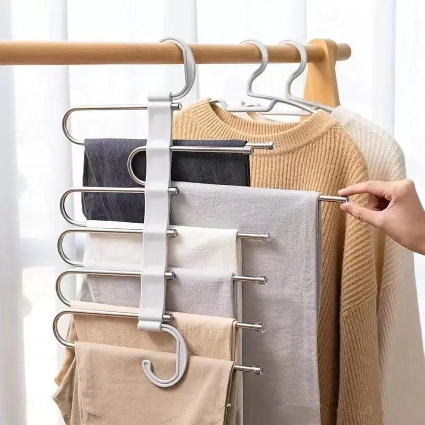 5-in-1 Multipurpose Pant Hangers for Wardrobe ( Pack of 2)
